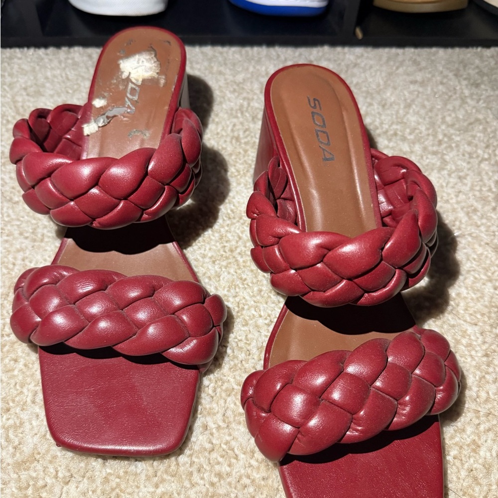 Soda Red Braided Slide Sandals
